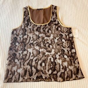 Madison Paige NWT Size L Sleeveless Blouse Tank Top Multicolor Snake Skin Design